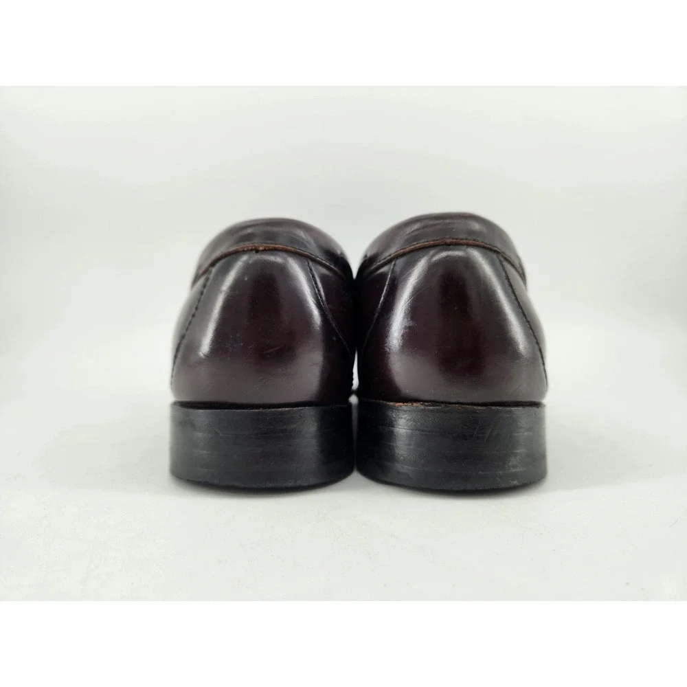 SAS Kiltie Tassel Loafers Mens 9 M Burgundy Leather Handsewn Dress Slip On Shoes